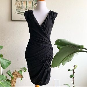 Vintage Black Stretch Bodycon Wrap Dress One Size